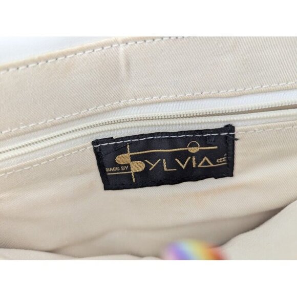 2 bags by Sylvia Cee vintage 1980s floral purse, white peach pink 44" strap P6 - Picture 7 of 12